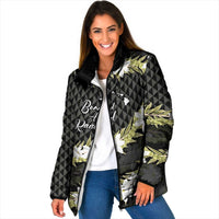 Born And Raised Aloha Hawaii Padded Jacket Kanaka Kakau Hawaiian Tiare Pakalana Lei - Polynesian Pride