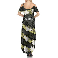 Born And Raised Aloha Hawaii Summer Maxi Dress Kanaka Kakau Hawaiian Tiare Pakalana Lei - Polynesian Pride