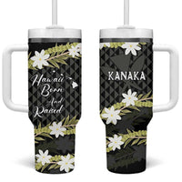 Born And Raised Aloha Hawaii Tumbler With Handle Kanaka Kakau Hawaiian Tiare Pakalana Lei - Polynesian Pride