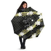 Born And Raised Aloha Hawaii Umbrella Kanaka Kakau Hawaiian Tiare Pakalana Lei - Polynesian Pride