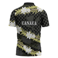 Born And Raised Aloha Hawaii Zipper Polo Shirt Kanaka Kakau Hawaiian Tiare Pakalana Lei - Polynesian Pride