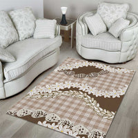 Brown Hawaii Tiare and Shell Lei Area Rug Hawaiian Palaka Luxury Vibes - Polynesian Pride