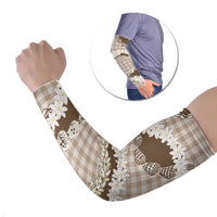 Brown Hawaii Tiare and Shell Lei Arm Sleeves Hawaiian Palaka Luxury Vibes - Polynesian Pride