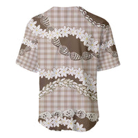 Brown Hawaii Tiare and Shell Lei Baseball Jersey Hawaiian Palaka Luxury Vibes - Polynesian Pride