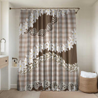 Brown Hawaii Tiare and Shell Lei Bathroom Set Hawaiian Palaka Luxury Vibes - Polynesian Pride