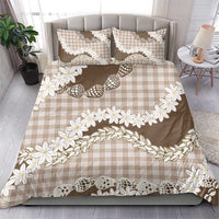 Brown Hawaii Tiare and Shell Lei Bedding Set Hawaiian Palaka Luxury Vibes - Polynesian Pride