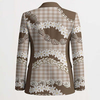 Brown Hawaii Tiare and Shell Lei Blazer Hawaiian Palaka Luxury Vibes - Polynesian Pride