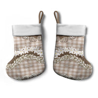 Brown Hawaii Tiare and Shell Lei Christmas Stocking Hawaiian Palaka Luxury Vibes - Polynesian Pride