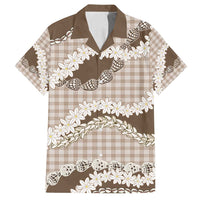 Brown Hawaii Tiare and Shell Lei Family Matching Long Sleeve Bodycon Dress and Hawaiian Shirt Hawaiian Palaka Luxury Vibes LT14 Dad's Shirt - Short Sleeve Brown - Polynesian Pride