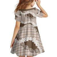 Brown Hawaii Tiare and Shell Lei Family Matching Short Sleeve Bodycon Dress and Hawaiian Shirt Hawaiian Palaka Luxury Vibes LT14 - Polynesian Pride