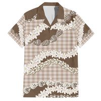 Brown Hawaii Tiare and Shell Lei Family Matching Short Sleeve Bodycon Dress and Hawaiian Shirt Hawaiian Palaka Luxury Vibes LT14 Dad's Shirt - Short Sleeve Brown - Polynesian Pride