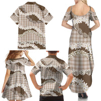 Brown Hawaii Tiare and Shell Lei Family Matching Summer Maxi Dress and Hawaiian Shirt Hawaiian Palaka Luxury Vibes - Polynesian Pride