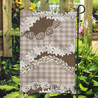 Brown Hawaii Tiare and Shell Lei Garden Flag Hawaiian Palaka Luxury Vibes - Polynesian Pride