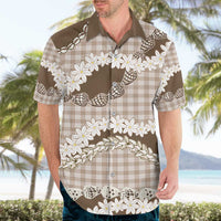 Brown Hawaii Tiare and Shell Lei Hawaiian Shirt Hawaiian Palaka Luxury Vibes - Polynesian Pride