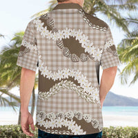 Brown Hawaii Tiare and Shell Lei Hawaiian Shirt Hawaiian Palaka Luxury Vibes - Polynesian Pride