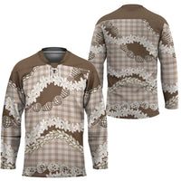 Brown Hawaii Tiare and Shell Lei Hockey Jersey Hawaiian Palaka Luxury Vibes - Polynesian Pride