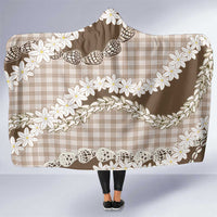 Brown Hawaii Tiare and Shell Lei Hooded Blanket Hawaiian Palaka Luxury Vibes - Polynesian Pride