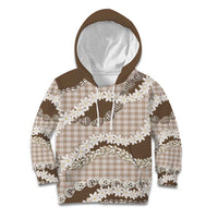 Brown Hawaii Tiare and Shell Lei Kid Hoodie Hawaiian Palaka Luxury Vibes - Polynesian Pride