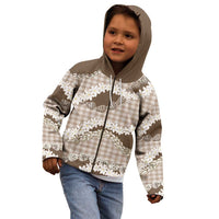 Brown Hawaii Tiare and Shell Lei Kid Hoodie Hawaiian Palaka Luxury Vibes - Polynesian Pride