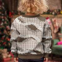 Brown Hawaii Tiare and Shell Lei Kid Ugly Christmas Sweater Hawaiian Palaka Luxury Vibes - Polynesian Pride