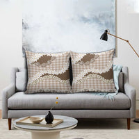 Brown Hawaii Tiare and Shell Lei Pillow Cover Hawaiian Palaka Luxury Vibes - Polynesian Pride