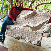 Brown Hawaii Tiare and Shell Lei Quilt Hawaiian Palaka Luxury Vibes - Polynesian Pride