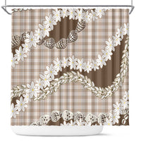 Brown Hawaii Tiare and Shell Lei Shower Curtain Hawaiian Palaka Luxury Vibes - Polynesian Pride