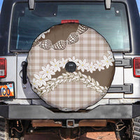 Brown Hawaii Tiare and Shell Lei Spare Tire Cover Hawaiian Palaka Luxury Vibes - Polynesian Pride