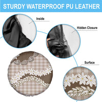 Brown Hawaii Tiare and Shell Lei Spare Tire Cover Hawaiian Palaka Luxury Vibes - Polynesian Pride