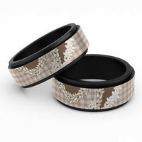 Brown Hawaii Tiare and Shell Lei Spinner Ring Hawaiian Palaka Luxury Vibes - Polynesian Pride