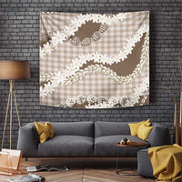 Brown Hawaii Tiare and Shell Lei Tapestry Hawaiian Palaka Luxury Vibes - Polynesian Pride