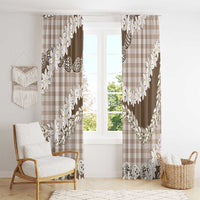 Brown Hawaii Tiare and Shell Lei Window Curtain Hawaiian Palaka Luxury Vibes - Polynesian Pride