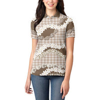 Brown Hawaii Tiare and Shell Lei Women Polo Shirt Hawaiian Palaka Luxury Vibes LT14 - Polynesian Pride