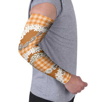 Orange Hawaii Tiare and Shell Lei Arm Sleeves Hawaiian Palaka Luxury Vibes - Polynesian Pride