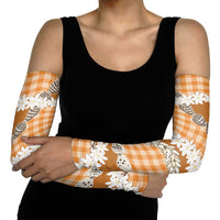 Orange Hawaii Tiare and Shell Lei Arm Sleeves Hawaiian Palaka Luxury Vibes - Polynesian Pride