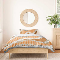 Orange Hawaii Tiare and Shell Lei Bedding Set Hawaiian Palaka Luxury Vibes - Polynesian Pride