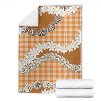 Orange Hawaii Tiare and Shell Lei Blanket Hawaiian Palaka Luxury Vibes - Polynesian Pride