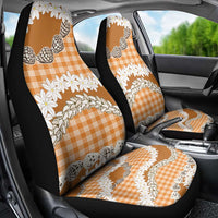 Orange Hawaii Tiare and Shell Lei Car Seat Cover Hawaiian Palaka Luxury Vibes - Polynesian Pride