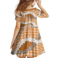 Orange Hawaii Tiare and Shell Lei Family Matching Off Shoulder Maxi Dress and Hawaiian Shirt Hawaiian Palaka Luxury Vibes - Polynesian Pride