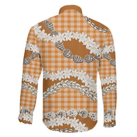 Orange Hawaii Tiare and Shell Lei Family Matching Off Shoulder Short Dress and Hawaiian Shirt Hawaiian Palaka Luxury Vibes LT14 - Polynesian Pride