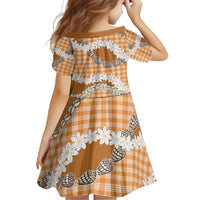 Orange Hawaii Tiare and Shell Lei Family Matching Short Sleeve Bodycon Dress and Hawaiian Shirt Hawaiian Palaka Luxury Vibes LT14 - Polynesian Pride