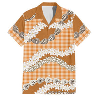 Orange Hawaii Tiare and Shell Lei Family Matching Tank Maxi Dress and Hawaiian Shirt Hawaiian Palaka Luxury Vibes LT14 Dad's Shirt - Short Sleeve Orange - Polynesian Pride