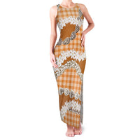 Orange Hawaii Tiare and Shell Lei Family Matching Tank Maxi Dress and Hawaiian Shirt Hawaiian Palaka Luxury Vibes LT14 Mom's Dress Orange - Polynesian Pride