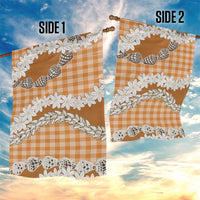 Orange Hawaii Tiare and Shell Lei Garden Flag Hawaiian Palaka Luxury Vibes - Polynesian Pride