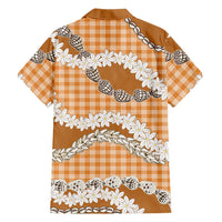Orange Hawaii Tiare and Shell Lei Hawaiian Shirt Hawaiian Palaka Luxury Vibes - Polynesian Pride