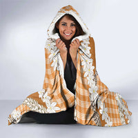 Orange Hawaii Tiare and Shell Lei Hooded Blanket Hawaiian Palaka Luxury Vibes - Polynesian Pride