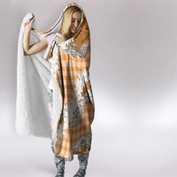 Orange Hawaii Tiare and Shell Lei Hooded Blanket Hawaiian Palaka Luxury Vibes - Polynesian Pride