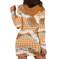 Orange Hawaii Tiare and Shell Lei Hoodie Dress Hawaiian Palaka Luxury Vibes - Polynesian Pride
