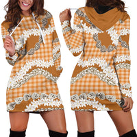 Orange Hawaii Tiare and Shell Lei Hoodie Dress Hawaiian Palaka Luxury Vibes - Polynesian Pride