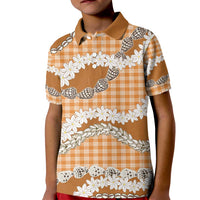 Orange Hawaii Tiare and Shell Lei Kid Polo Shirt Hawaiian Palaka Luxury Vibes - Polynesian Pride